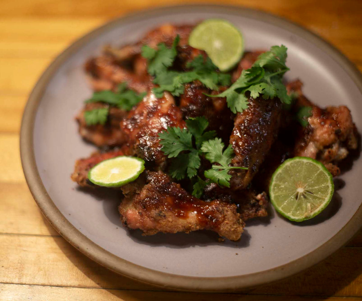 Miso Tomato Caramel Glazed Crispy Baked Wings | Rhea Goods